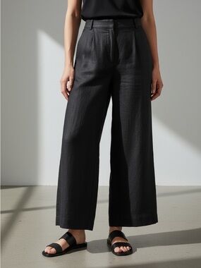 Banana Republic Everyday Wide Leg Linen Pants Women Small in Black